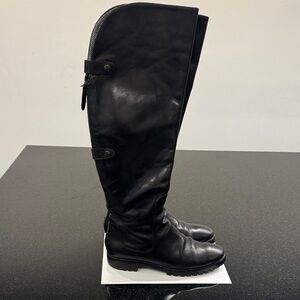 Cole Haan Nike Air Over The Knee Wool Lined Black Leather Boots 8.5